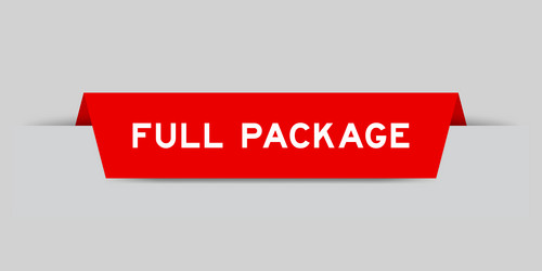 red color inserted label with word full package vector