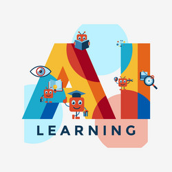 artificial intelligence self learning icon set vector image