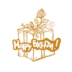 happy birthday golden sketch Vector Image