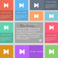 Next track icon sign set of multicolored buttons vector