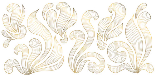 set of abstract line wave elements art vector image