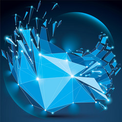 3d low poly complicated object with sparkles vector image