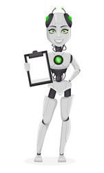 Robot with artificial intelligence female bot vector