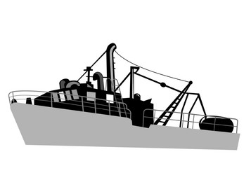 Vintage fishing vessel commercial boat vector