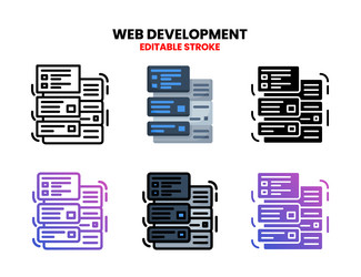 web development icon set with different style vector image