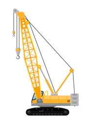 Yellow crawler crane isolated on white background vector