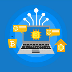 blockchain scheme mining crypto currency server vector image