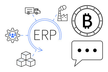 erp system integration with supply chain vector image