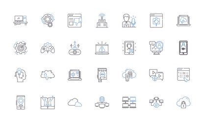 hi-tech tools line icons collection robotics vector image