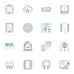 Mobile phs linear icons set smartphs touchscreen vector