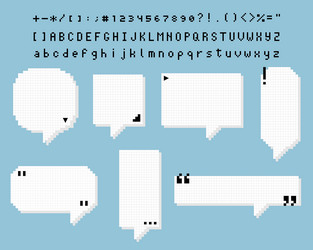 pixel speech bubble balloon with alphabet vector