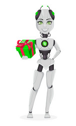 robot with artificial intelligence female bot vector image