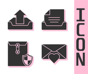 set envelope with valentine heart upload inbox vector image