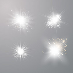 Set white glowing lights vector