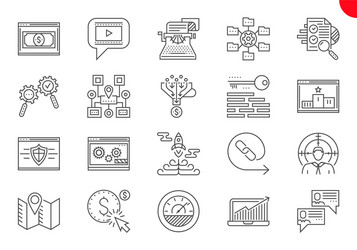 thin line icons set search engine optimization vector image