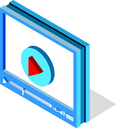 isometric video player interface for web site vector image