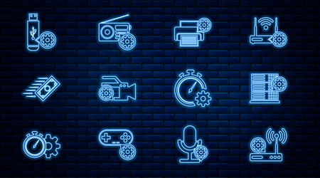 set line router and wi-fi setting server printer vector image