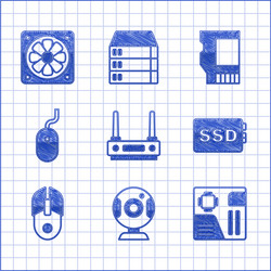 set router and wi-fi signal web camera vector