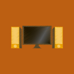 Flat shading style icon computer monitor vector