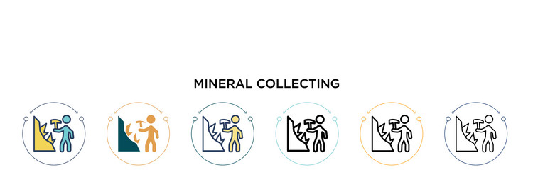 mineral collecting icon in filled thin line vector image