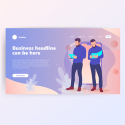 people work in a team and interact with graphs vector image