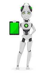 robot with artificial intelligence female bot vector image