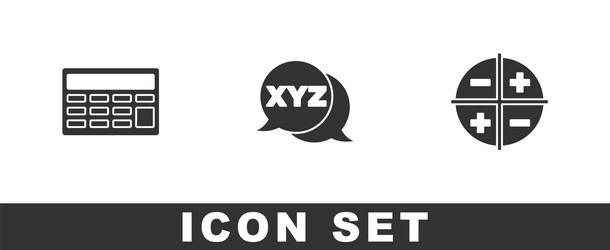 set calculator xyz coordinate system and icon vector image