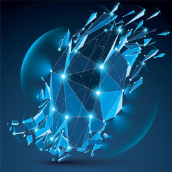 3d clear blue digital wireframe object broken vector image