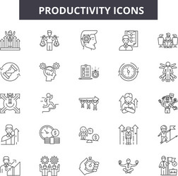 Productivity line icons signs set vector