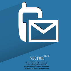 sms flat modern web button with long shadow vector image