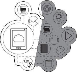 Tablet and cloud computing design vector