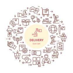 Circular colorful template delivery logistic set vector