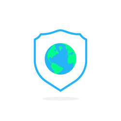 Earth in shield like global security icon vector