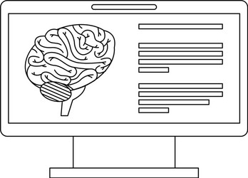 monitor computer with brain vector image