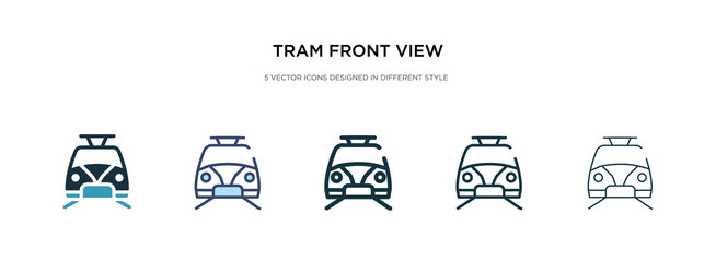 Tram front view icon in different style two vector