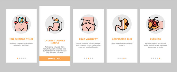 bariatric surgery onboarding icons set vector