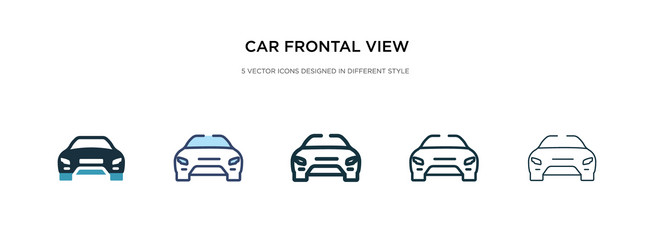 Car frontal view icon in different style two vector