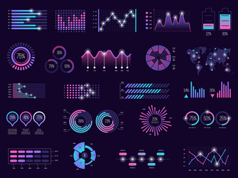 Futuristic Data Charts & Graphs vector image