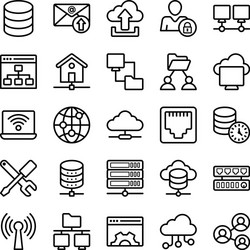 Network hosting line icons pack vector