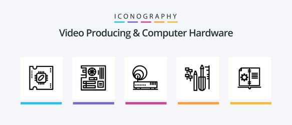 video producing and computer hardware line 5 icon vector image