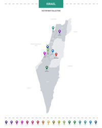 israel map with location pointer marks vector