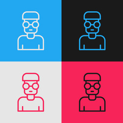 pop art line nerd geek icon isolated on color vector image
