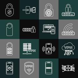 set line vpn with microchip circuit cloud vector image