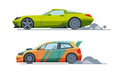 Automobile or car participating in drag motor Vector Image