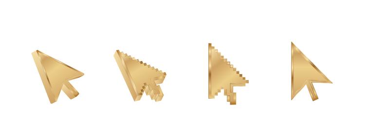 click cursor 3d gold icon computer mouse vector image