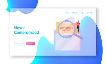 Compromising material landing page template tiny vector