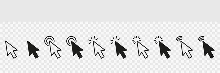 computer mouse pointer icons set on transparent vector image