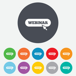 webinar with cursor pointer sign icon web study vector image