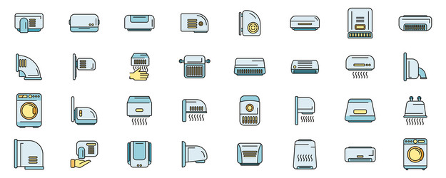automatic drying machine icons set color vector image