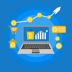 blockchain scheme mining crypto currency server vector image